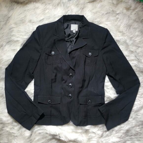 Nordstrom Halogen black work office blazer size 4 - Picture 3 of 6